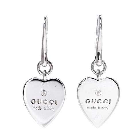 gucci sterling silver trademark heart earrings|Gucci Sterling Silver Trademark Heart Drop Earrings Jewelry .